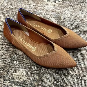 Rothy's Tan Flats with Blue Accents